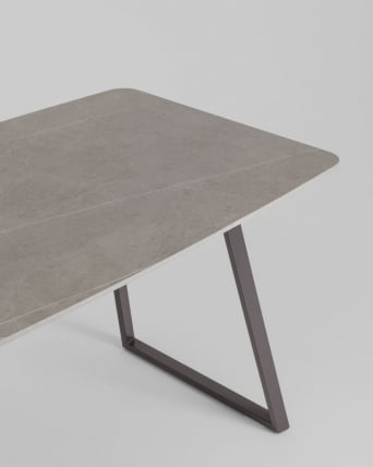 Стол обеденный Вермонт 140*80 см керамика темная ножки серые / Vermont_4