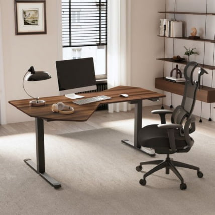 Стол компьютерный с электроприводом Еурека ЕРК-ЕДИ-ФС-ВН (Фан шапед), орех / Eureka ERK-EDI-FS-WN (Fan shaped),_7