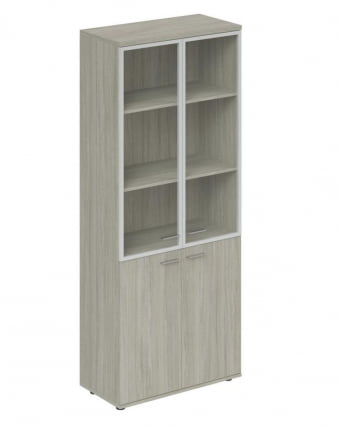 Шкаф высокий со стеклом, задняя стенка ХДФ Винг ВН.701.ОЛ.ОЛ.АЛ Дуб светлый / Wing WN.701.OL.OL.AL_0