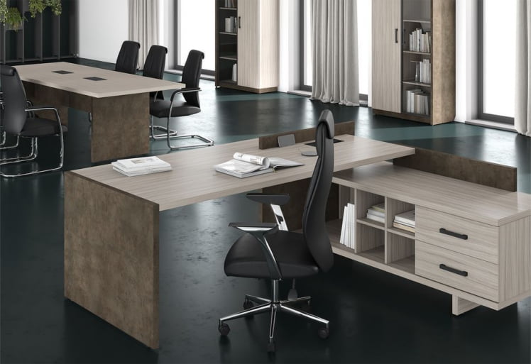 Кабинет руководителя ВООД&СТОНЕ №03 Бетон Чикаго темный Дрифтвуд / WOOD&STONE_0