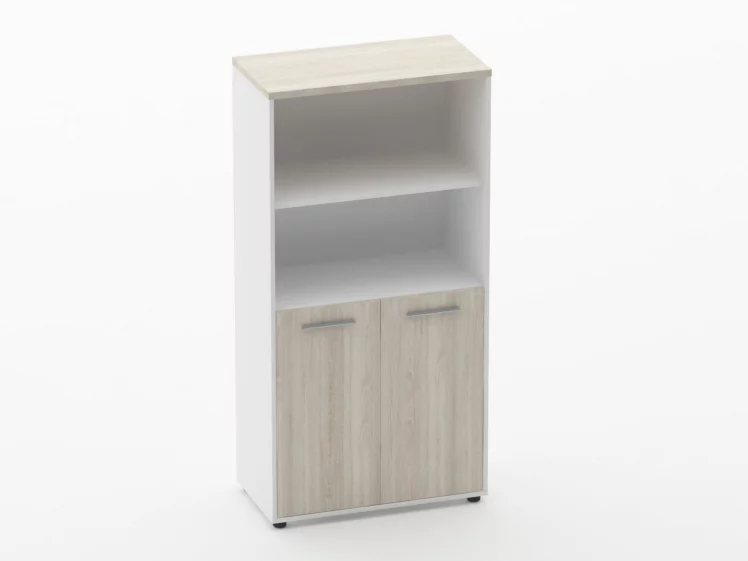 Шкаф 3 широкий 2 полки открытые, 2 полки закрытые Дека 10.16.111 Дуб Сантана светлый/Белый / Deka_0