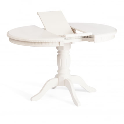 Стол СТЕФАНО круглый бук, мдф, Д90+30кс77см, Иворй вхите / STEFANO D90+30x77см, Ivory white_4