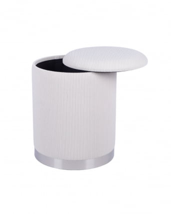 Пуф Эмили с ящиком серебро вельвет молочный_2