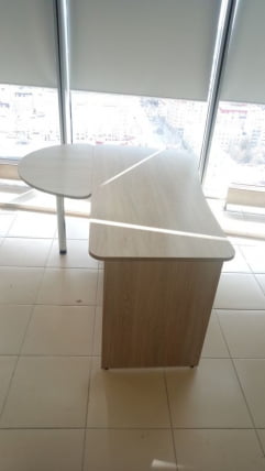 Приставка-полукруг для двух угловых столов Глассй 2.20 Дуб сантана светлый / Glassy_3