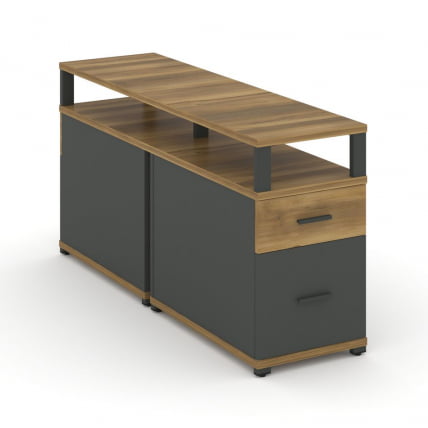 Тумба двухсторонняя опорная приставная с ящиком, распашным фасадом и надставкой CОНCЕПТ CН.ДТГП-002 Б/В Сандал Янтарный Антрацит / CONCEPT CN.DTGP-002 B/W_0