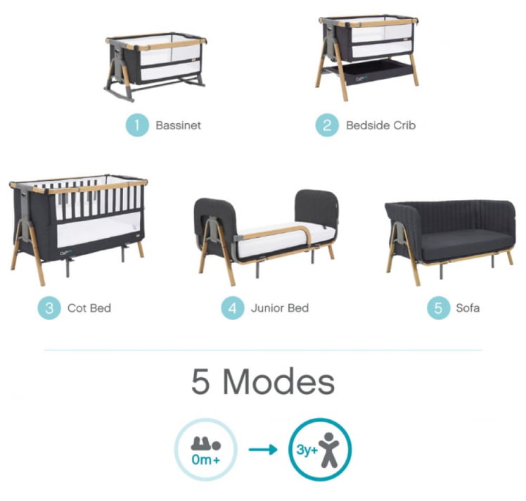 Кровать-трансформер приставная Тутти Бамбини (Тутти Бамбини) КоЗее КСЛ 120*60 см Оак/Ликуорисе 211209/3581 / Tutti Bambini CoZee XL Oak/Liquorice_1