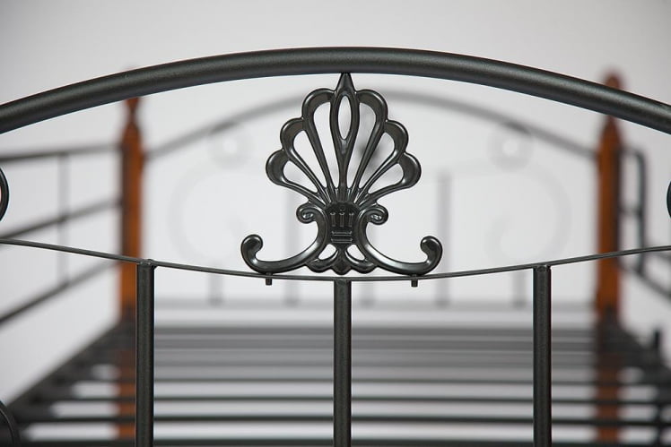 Кровать БОЛЕРО двухярусная дерево гевея/металл, 90*200 см (бунк бед), красный дуб/черный / BOLERO (bunk bed),_1