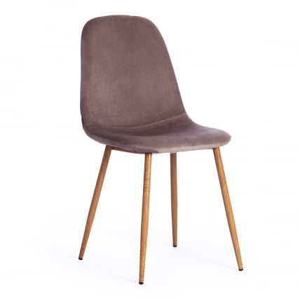 Стул БРЕЕЗЕ (мод. 4724) металл/вельвет, 44х48х87см, серо-бежевый/натуральное дерево / BREEZE (mod._0