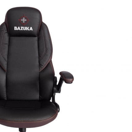 Кресло офисное БАЗУКА кож/зам, черный/черный перфорированный/коричневый, 36-6/36-6/06/36-36 / BAZUKA_5