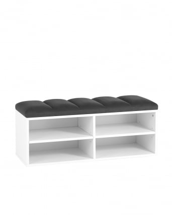 Обувница Хольст 2 белая велюр Темно-серый_0