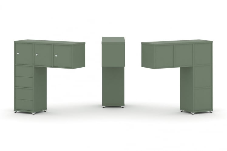 Надставка на стол низкая односторонняя + задняя стенка (5шт.) + блок с 2-мя ящиками (2шт.) + распашной фасад (3 шт.) CОНCЕПТ CН.ОНН-005 Кобо Белый металл / CONCEPT CN.ONN-005_0