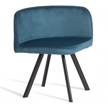 Комплект (стол, 4 стула) КУАДРОН (мод. ПТ14) Стол: МДФ/металл, стул: металл/велюр, 100х100х73 см, 69х56х71 см, Блуе (синий) ХЛР62/черный / QUADRON (mod. PT14) Blue HLR62/черный_1