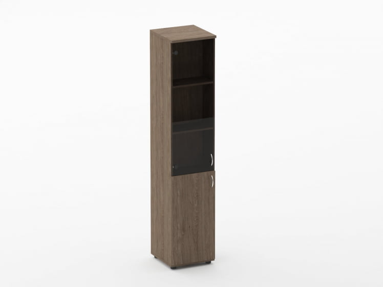 Шкаф высокий со стеклом Твин 16.16.13Л Дуб Верцаска / Twin_0