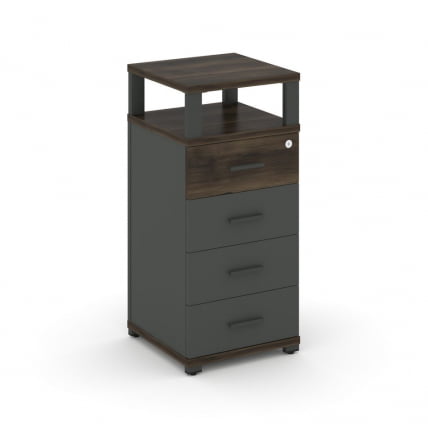 Тумба приставная с 4-мя ящиками и надставкой CОНCЕПТ CН.ТУО-003 Б/В Дуб Мали Антрацит / CONCEPT CN.TUO-003 B/W_0
