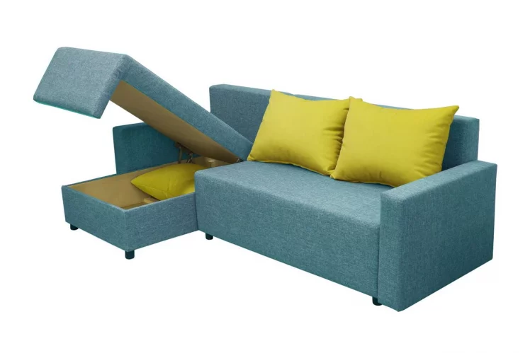 Угловой диван Шеррй (3 категория) с механизмом подъема оттоманки Балтик Азуре Эппл / Sherry_1