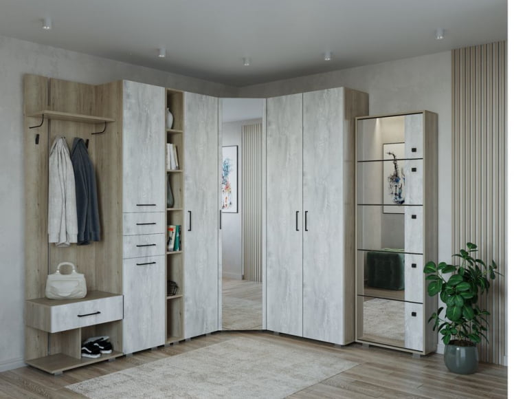 Прихожая Пайн 1 Дуб Ривьера Бетон Пайн_0