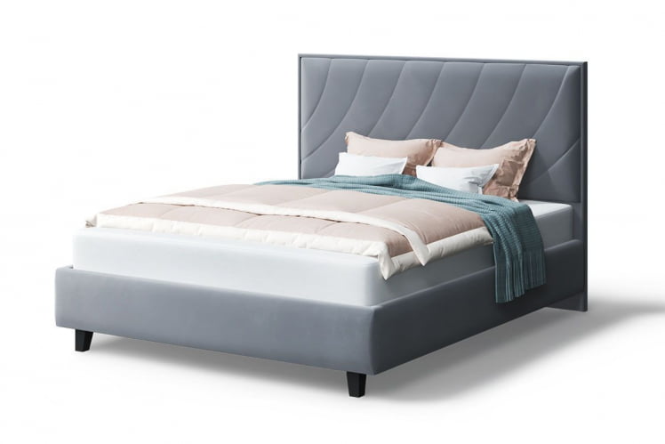 Кровать СОФИЯ 2000*1600мм (на опорах), велюр НЕО 25 (серый), (б/основания, б/матраса) / NEO_0