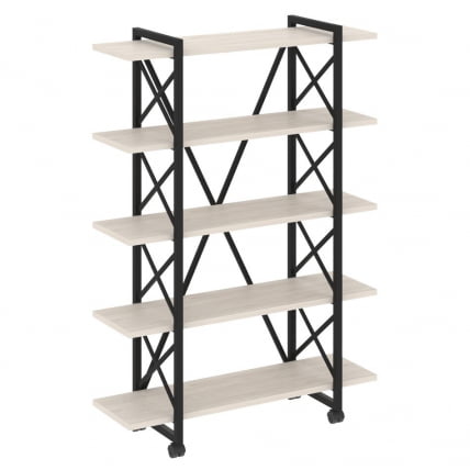 Стеллаж на колесных опорах - 5 полок ЛОФТ ВР.Л-МСТ.К-5.8В Металл черный Денвер светлый / LOFT VR.L-MST.K-5.8V_0