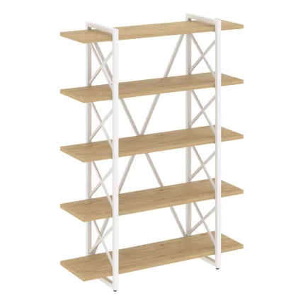 Стеллаж на регулируемых опорах - 5 полок ЛОФТ ВР.Л-МСТ.О-5.8В Металл белый Тиквуд светлый / LOFT VR.L-MST.O-5.8V_0