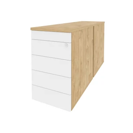 Тумба двойная приставная / опорная (ТИП-ОН) ОНИКС О.ТПО-2.7 ТИП Тиквуд Светлый/Белый / (TIP-ON) ONIX O.TPO-2.7 TIP_0