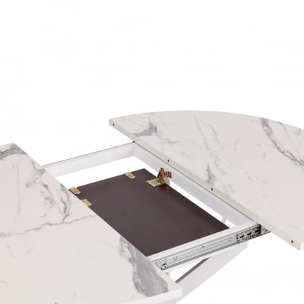 Стол МАНЗАНА ЛДСП/ХПЛ/металл, 100 х 100+30 х 75 см, Мрамор светлый/белый / MANZANA ЛДСП/HPL/металл,_9