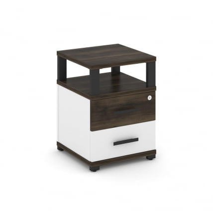 Тумба приставная с 2-мя ящиками и надставкой CОНCЕПТ CН.ТУП-002 Б/В Дуб Мали Белый бриллиант Черный / CONCEPT CN.TUP-002 B/W_0