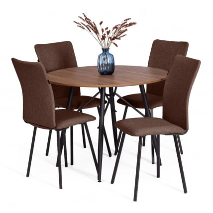 Стул обеденный Ла Роуссе ткань рогожка, 49х50х93, коричневый/черный, 3М7-147 / La Rousse_7