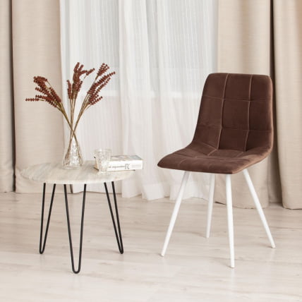 Стул CХИЛЛЙ (мод. 7095-1) / 1 шт. в упаковке ткань/металл, 45кс53х88 см, высота до сиденья 50 см, коричневый баркхат 12/белый / CHILLY (mod. 45x53х88 barkhat_8