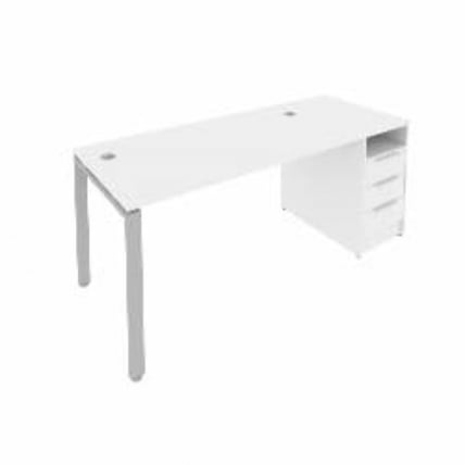 Рабочая станция с опорной тумбой Метал Сйстем Б.РС-СТП -1.3 Белый/Серый / Metal System_0