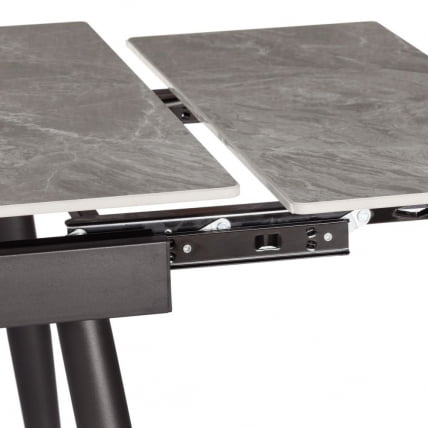 Стол обеденный Лорд Грей/Лорд Грей столешница керамика (глянцевая) / опоры металл, серый/черный, (120+30+30)кс80кс75 см / Lord Grey/Лорд (120+30+30)x80x75_2