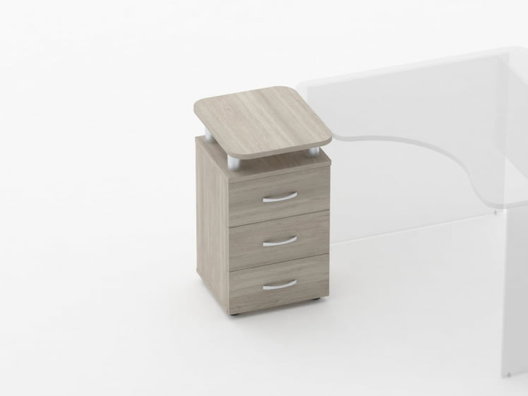 Тумба приставная на 3 ящика с проставками Глассй 3.10.17 Дуб сантана светлый / Glassy_0