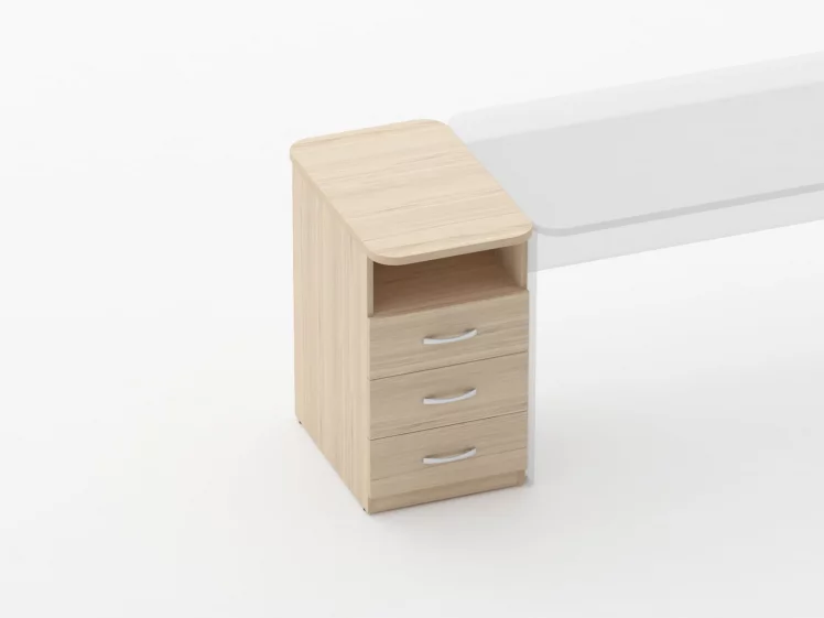 Тумба приставная на 3 ящика с нишей Глассй 3.10.12 Орех / Glassy_1