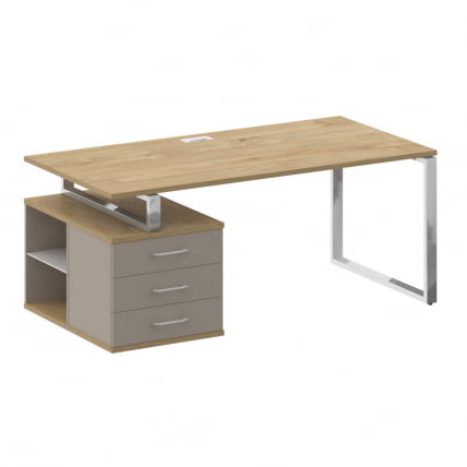 Стол руководителя с опорной тумбой , левый СХИФТ СК.СРТ-180 (Л) Тиквуд Светлый/Капучино / SHIFT SK.SRT-180 (L)_0