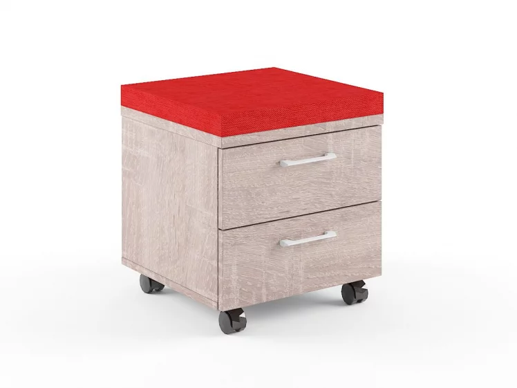 Тумба Мобильная КСМC-2Д (Дуб Сонома/Красный) / XMC-2D_0