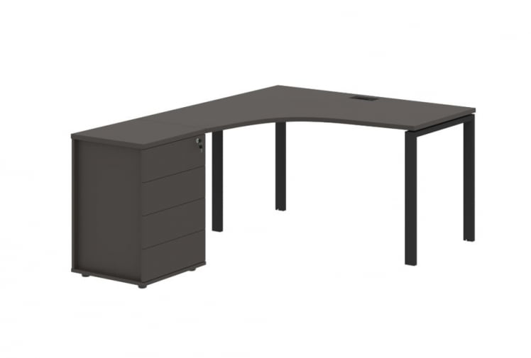 Стол эргономичный с тумбой левый ЕДИС ЕУCЕТ 1318 Л Мокко Черный / EDIS EUCET L_0