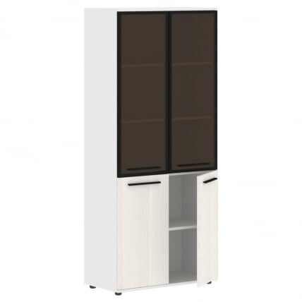 Шкаф комбинированный  с дверьми в металлической раме ЕДИС ЕХCС 85.7 Ясень Траун Черный Белый / EDIS EHCS_1