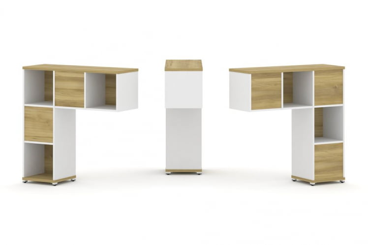 Надставка на стол низкая двухсторонняя + задняя стенка (5 шт.) CОНCЕПТ CН.ДНН-001 Дуб Винченцо Белый бриллиант Белый металл / CONCEPT CN.DNN-001_0