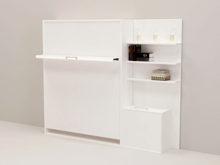 Откидная кровать с полкой Смарт 1 К 1600+П правая Белая шагрень_0