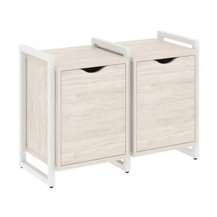 Тумба на регулируемых опорах наборная. Вариант №2 ЛОФТ ВР.Л-ТН-2.О Металл белый Денвер светлый / LOFT VR.L-TN-2.O_0