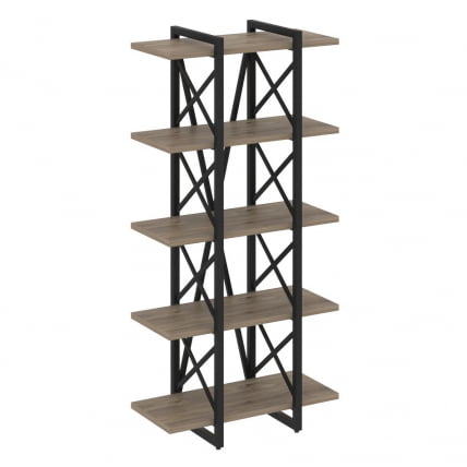 Стеллаж на регулируемых опорах - 5 полок ЛОФТ ВР.Л-МСТ.О-5.4В Металл черный Тиквуд темный / LOFT VR.L-MST.O-5.4V_0