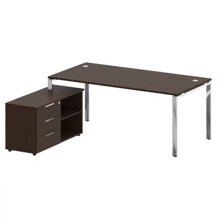 Стол рабочий руководителя с опорной тумбой левый МЕТАЛ СЙСТЕМ ДИРЕCТ БГ.СРТ-5.9 Л Венге Цаво / METAL SYSTEM DIRECT_0