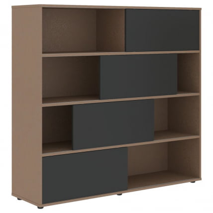 Стеллаж со слайд-дверьми ВЕЛИОН ВМCС 1615 Яшма черный Кобра / VELION VMCS_0