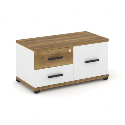 Тумба приставная сервисная CОНCЕПТ CН.ТСР-001 Б/В Сандал Янтарный Белый бриллиант Черный / CONCEPT CN.TSR-001 B/W_0