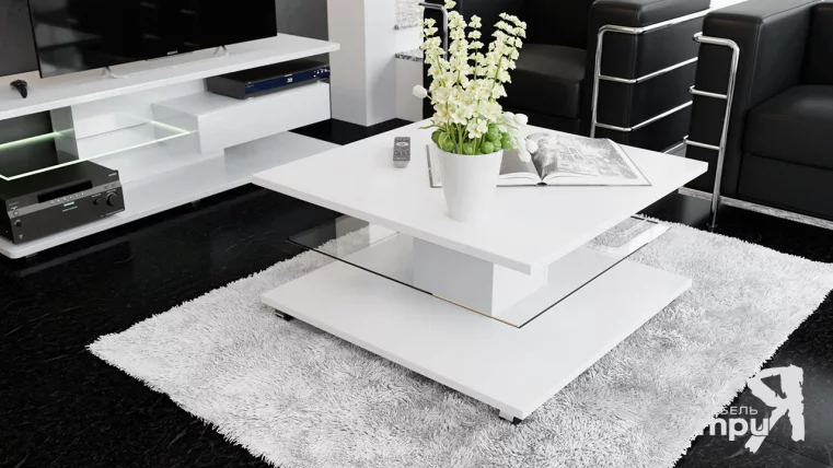 Стол журнальный Диамонд Белый глянец / Diamond_1