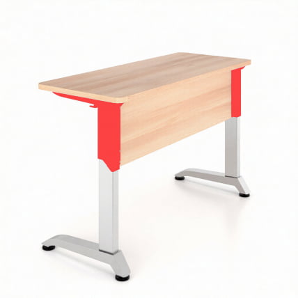 Парта двухместная Де Гласси Н (рост 3-5)  ЛДСП Бук/ Металл Серый+Красный_0