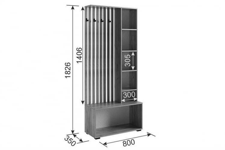 Прихожая Бери МПР-021 Дуб крафт золотой/белое дерево / MPR-021_3