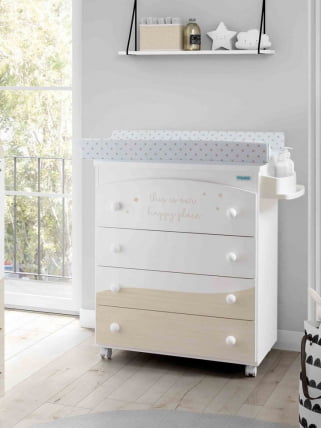 Комод пеленальный Микуна Космиc Б-970 Вхите/Нордиc Беиге Старс / Micuna Cosmic B-970 White/Nordic Beige Stars_0