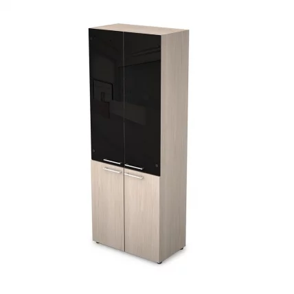 Шкаф стеллаж высокий со стеклом ТАИМ-МАКС 4Ш.005.4 Шамони светлый / TAIM-MAX_0