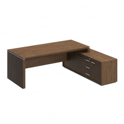Стол руководителя левый на опорной тумбе ВЕЛАР ВЛ 139 ДТ Дуб табачный / VELAR_0