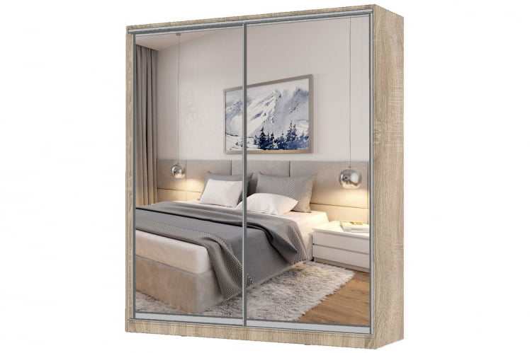 Шкаф-купе 2-х дверный Виктория 1800х584х2300, Дуб сонома светлый 18ДЗДЗ-ПШШШ-Дсс 310-767_0